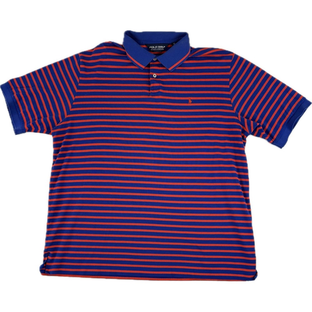 Ralph Lauren Polo‎ Golf Shirt Blue Red Striped Pony Short Sleeve Men's Size XL
